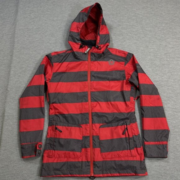 Sessions Terrain Womens Red Gray Stripe Jane Heather Snowboard Coat Recco Size S - Picture 3 of 16